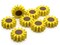8 21mm Sunflower Beads Yellow Flower with Brown Center Flat Floral Wood Beads
